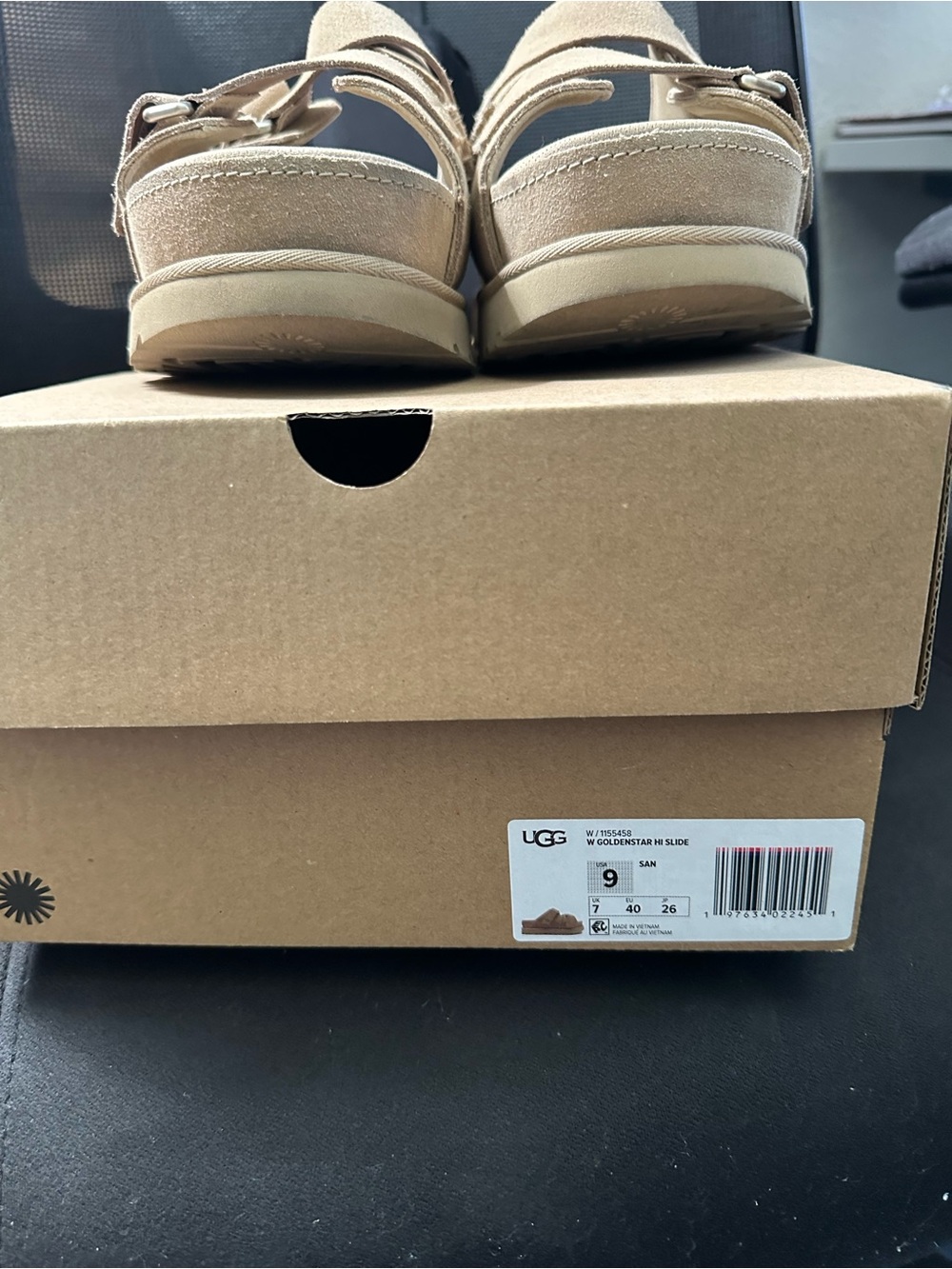 UGG Beige Suede Double-Strap Slide Sandals - Picture 3 of 4